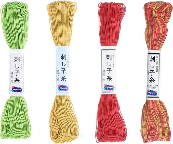 Olympus Sashiko Thread 20m Skein Color Bundles (Fall Leaves: 93-05-06-12)