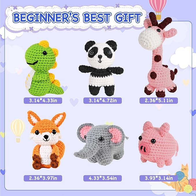 Wunila Crochet Kit for Beginners, 2026 DIY Craft for Adults, Great Gifts for Crochet Lovers, Crocheting Animals Kits with Step by Step Videos, Yarn,Crochet Hook, Birthday Gift, Holiday Gift