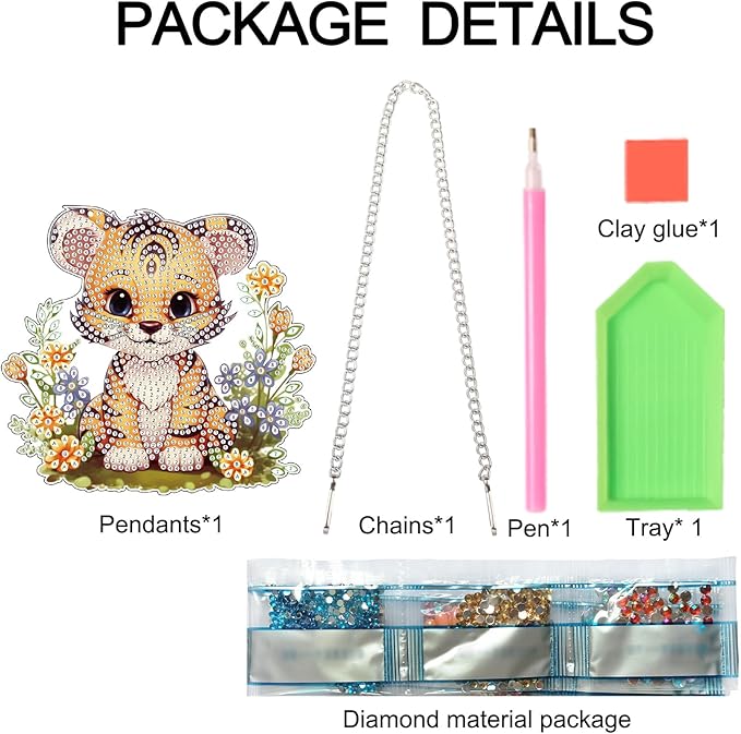 AiYuanzsh DIY 5D Tiger Diamond Art Hanging Ornament, Special-Shaped Crystal Diamond Painting Suncatcher Pendant Kit for Home, Window, or Christmas Gift