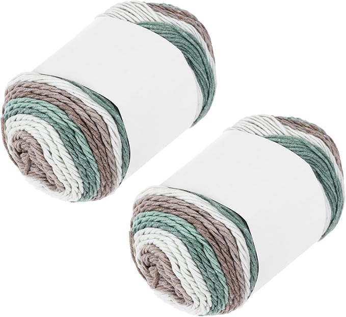 MECCANIXITY Cotton Acrylic Yarn for Crocheting, 422 Yard 5 Ply Soft Gradient Yarn Acrylic 45% Cotton 55% Used for DIY Knitting Blankets Scarves(2 Packx100g,Gray,Blue)