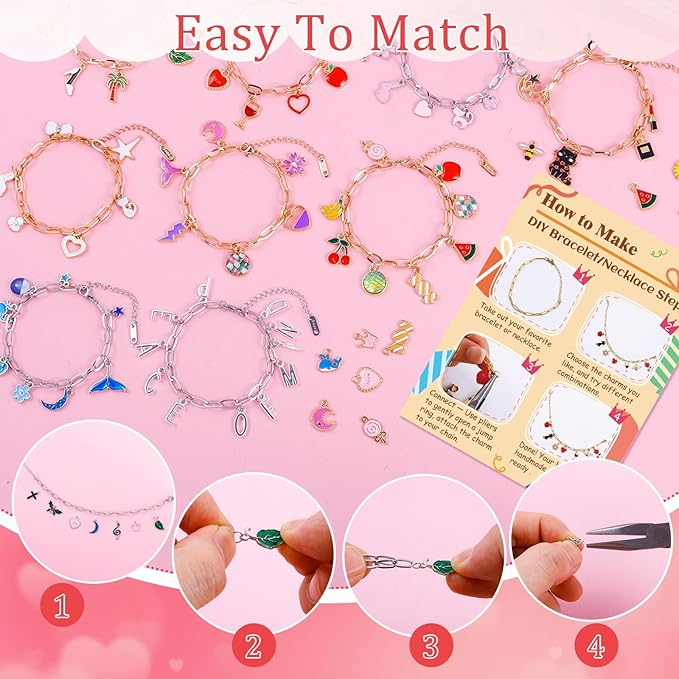 Wurosi 769 Pieces Paperclip Charm Bracelet Kit, Including Paperclip Chain Bracelets, Charms, Jump Rings, Gift Bags, Pliers for DIY Bracelet Making Gift Christmas