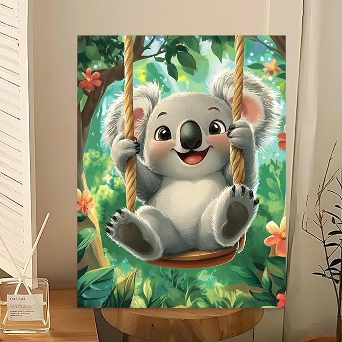 Reivworl Paint by Numbers Kit for Kids - with Frame and Easel, Koala Paint by Number Kids Age 6-8-12 Boys Girls, Paint by Numbers for Gifts and Decor (9.5X12Inch)