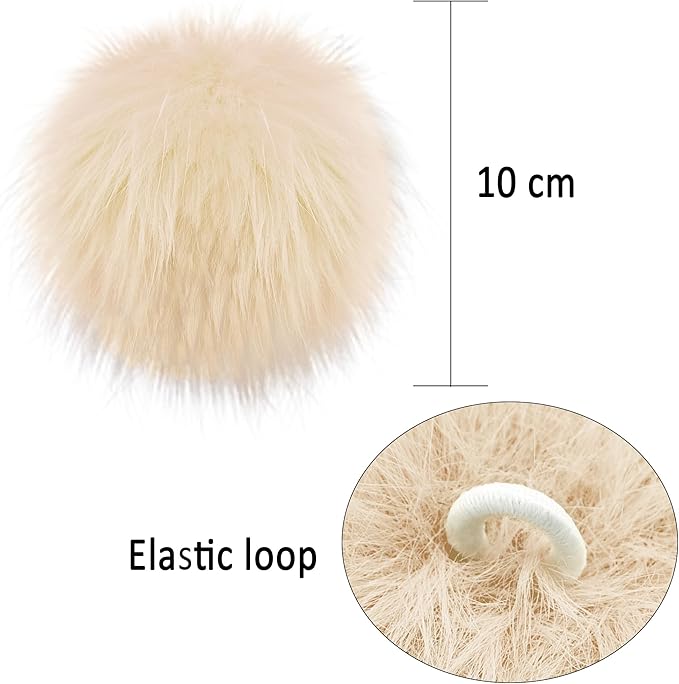 SIQUK 60 Pieces Faux Fur Pom Pom for Hats Fluffy Fox Pom Pom with Elastic Loop for Knitting Hats Beanies Scarves Gloves Keychains Bags（15 Colors, 4 Pcs/Color）