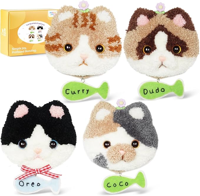 MOREJMTT Punch Needle Kit for Beginners Adults Easy Punch Needle Embroidery Kit,Including Printed Patterns, Needles, Easy to Follow Instructions and Videos(The World of Cats)