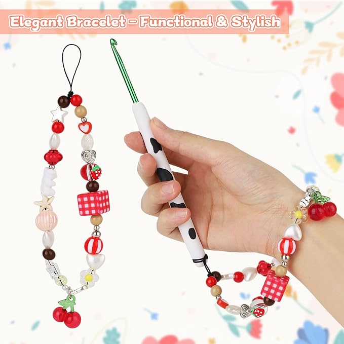 Coopay Crochet Hooks, Crochet Hook with Soft Polymer Clay Handle and Attached Bracelet - Stylish & Practical - 4.0mm (G-6)