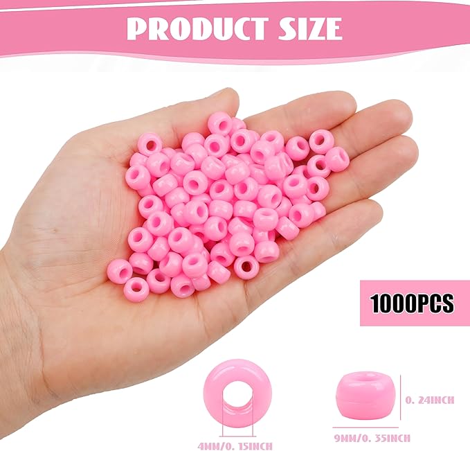 gmma pink pony beads for jewelry making valentine's day friendship bracelets 6x9mm beads for hair braiding diy bracelet necklace party decoration supplies