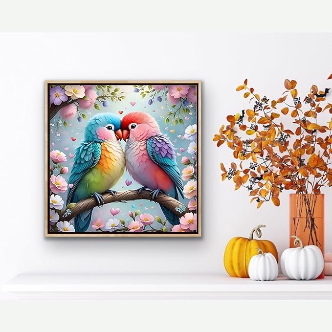 ARPADAMO Bird Diamond Art Kits for Adults,5D Two Birds Diamond Painting DIY Animal Diamond Art Diamond Painting Kits for Adult,Round Full Drill Diamonds, Diamond Art Kits for Home Decor-14x14inch