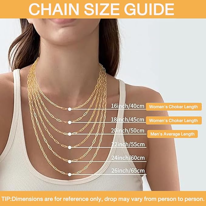 16.4Ft Paperclip Chains Rolls, Charm Necklace Chain 3.2mm Width，18K Gold Necklace Chain for Jewelry Making，Plated Charm Making kit with 10 Lobster Clasps and 60 Jump Rings