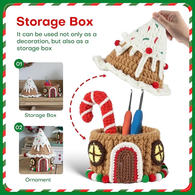 Crochet Set - Beginner Friendly Crochet Set with Step-by-Step Teaching Videos and Crochet Pattern Manuals (Christmas Snowy House)