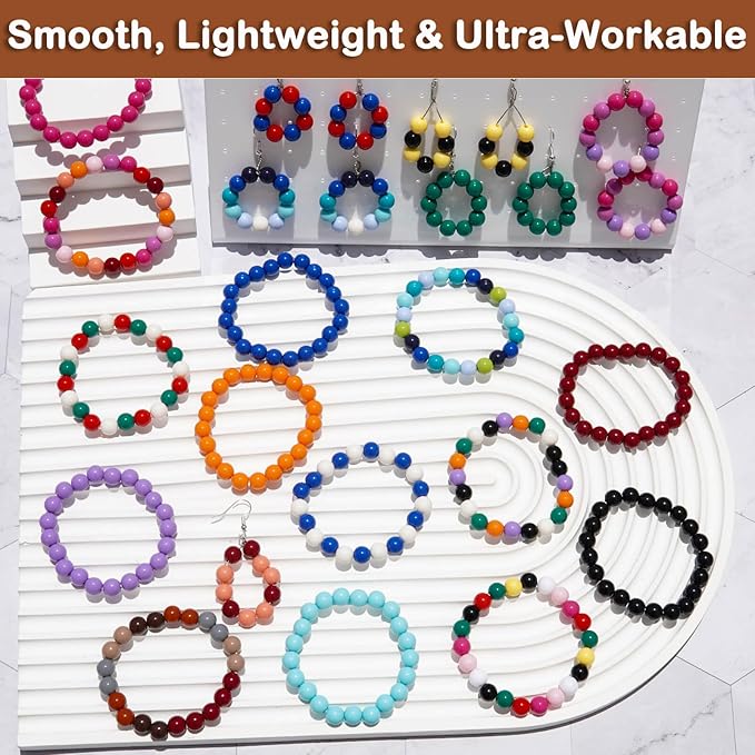 470Pcs 10mm Acrylic Round Beads for Jewelry Making, 28 Colors Assorted Rainbow Beads for Bracelets Making Kit Pastel Plastic Bubble Gum Loose Spacer Beads for Friendship Bracelets Necklace DIY Craft