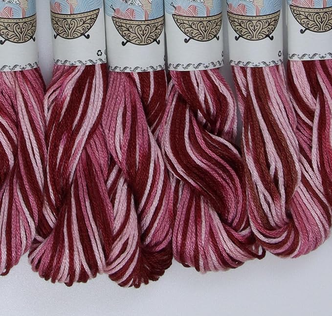 KCS Big skeins of 25 Meters Size 25 Color Variegated Cross Stitch Stranded Threads,6 skeins,99