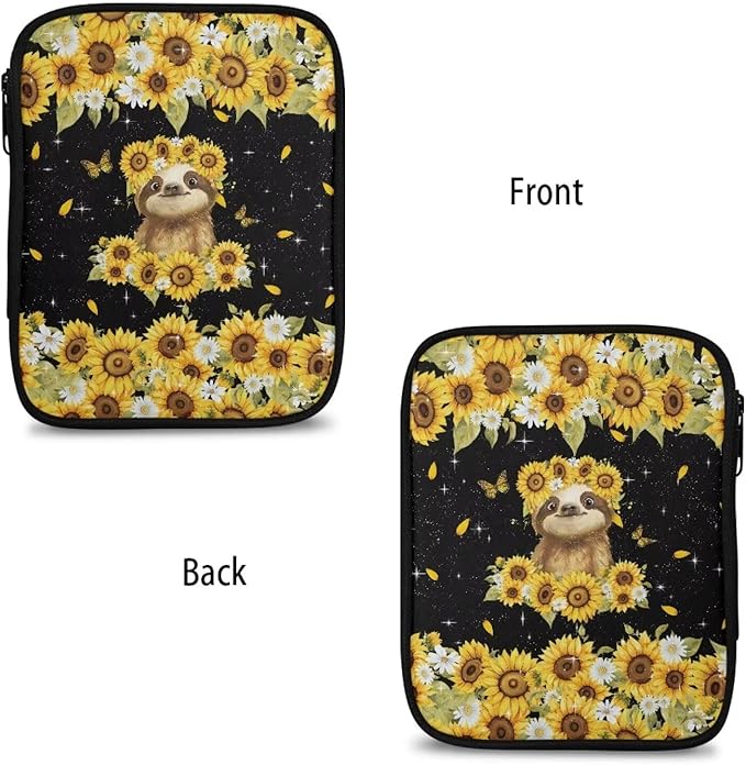 Hechitok Sloth Sunflower Crochet Hook Case Zipper Storage Organizer Bag with Pockets for Various Crochet Needles/Knitting Accessories/Crochet Hook Kit Tools