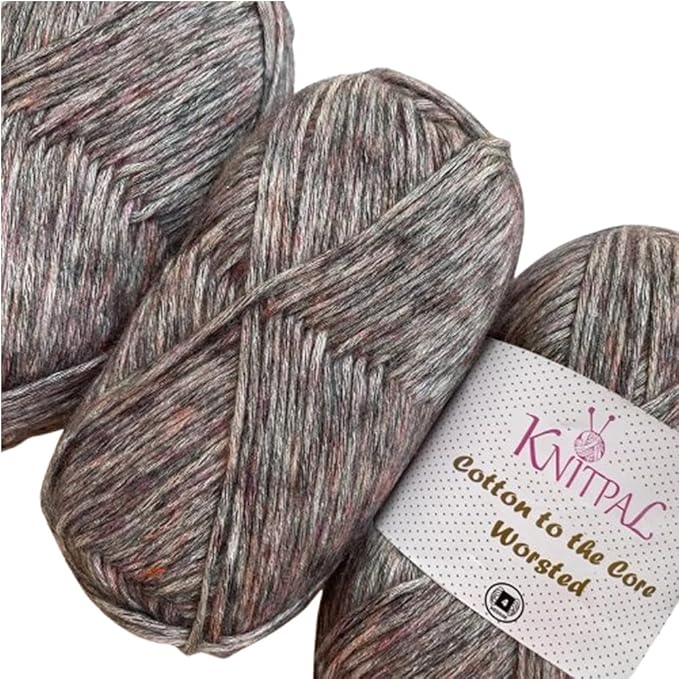 Cotton to The Core Worsted Weight Yarn for Crocheting, 3-Pack (654Yds / 300G), Free Patterns, Beginners Friendly - Soft Cotton Yarn for Knitting - #4 Medium Worsted Weight - Lava Gray