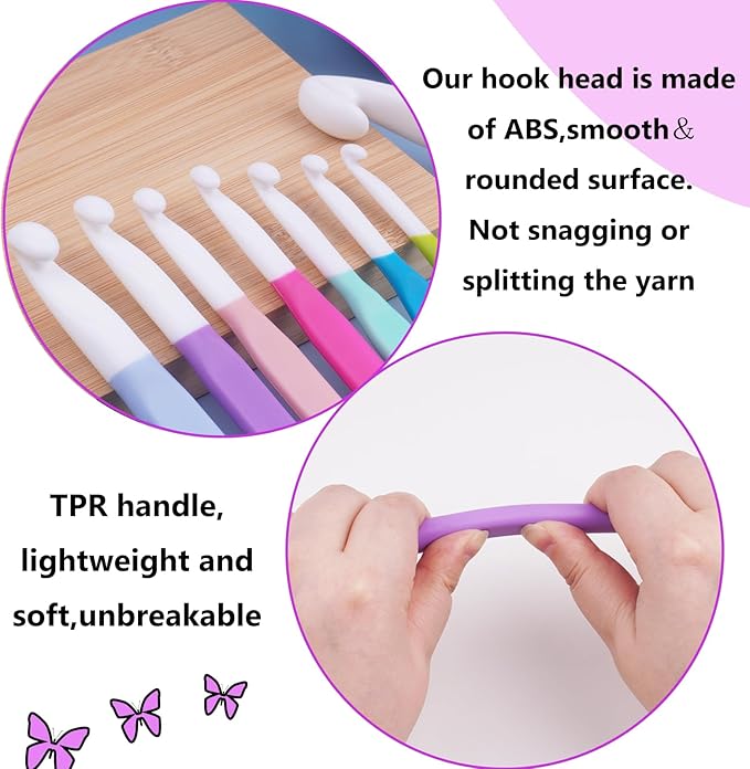Hobekoee 12mm Large Crochet Hook,Big Crochet Hooks for Chunky Yarn,Extra Long Crochet Hooks with Soft Ergonomic Handle for Crocheting Yarn,Wool Roving