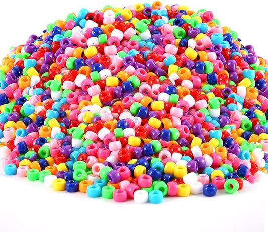 3000+ pcs pony beads, multi-colored bracelet beads for hair braids, plastic bead for crafts (large pack, classic)…