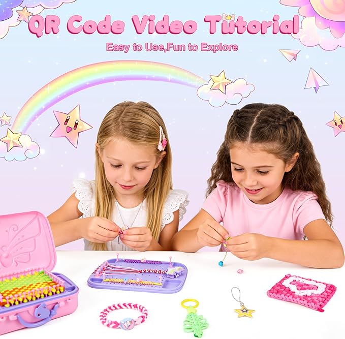 Rubber Band Bracelet Kit for Kids, Loom Bracelet Making Kit, Friendship Bracelet Kit, 400+ Pcs DIY Craft Kit for Girls Ages 6-12, Weaving Loom Set with Case, Beginner Bracelet Maker for Teens Adults