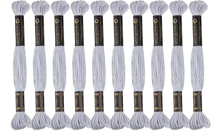 12 Skeins Premium Egyptian Embroidery Floss 9 Yards Each Egyptian Long Fiber Cotton Cross Stitch Thread for Embroidery Projects Bracelet. (12, Medium Grey)
