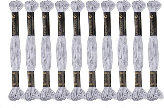 12 Skeins Premium Egyptian Embroidery Floss 9 Yards Each Egyptian Long Fiber Cotton Cross Stitch Thread for Embroidery Projects Bracelet. (12, Medium Grey)