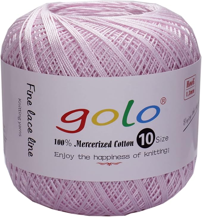 golo Crochet Thread Balls Size 10 Crochet Yarn for Knitting Light Pink 608