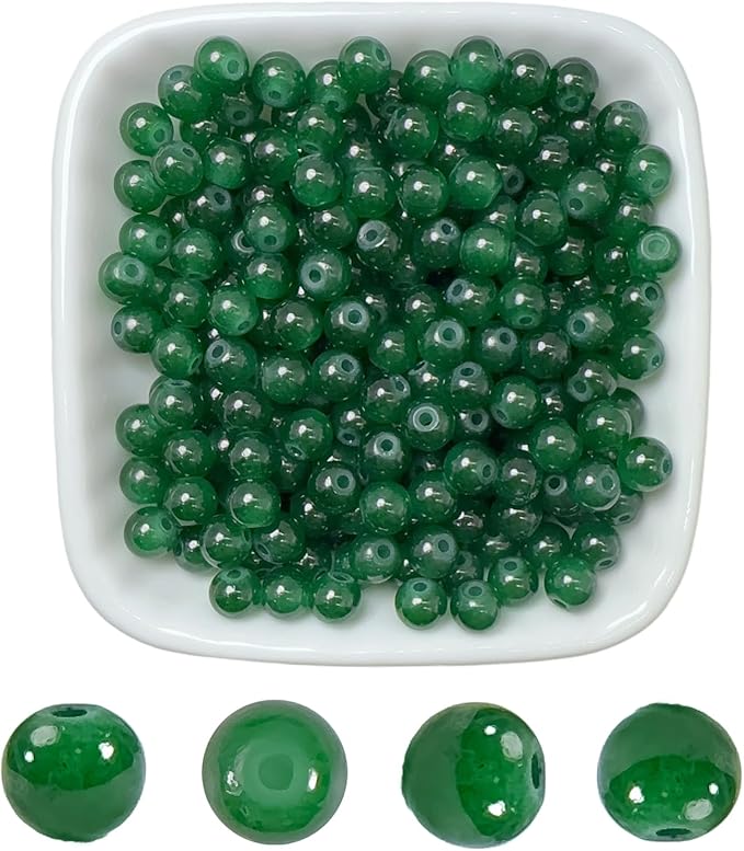 6mm Round Glass Beads for Jewelry Making, 900Pcs Glass Seed Beads for Bracelets, DIY Crafts (Dark Green)
