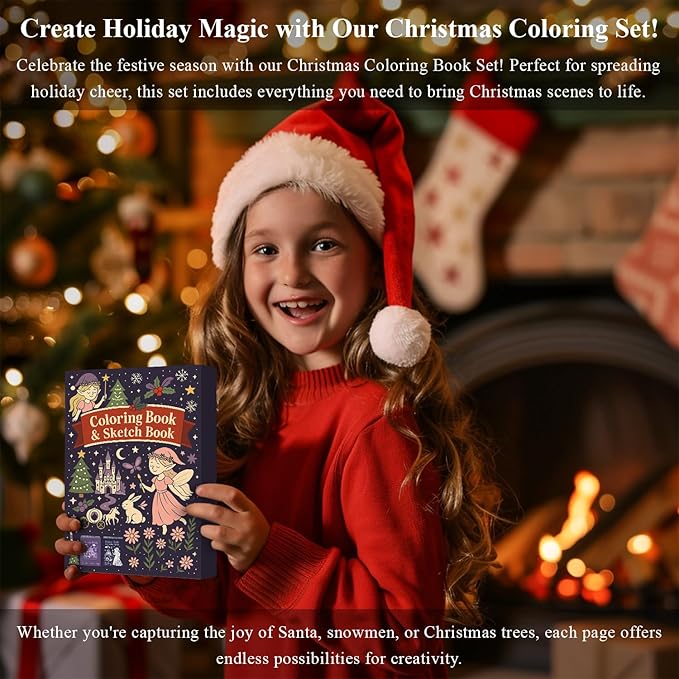 fuxi coloring books for kids ages 8-12 girls, 50 sheets (73lb/120gsm) blank paper drawing pad + 50 designs blank paper for kids coloring, christmas gifts for grandkids.