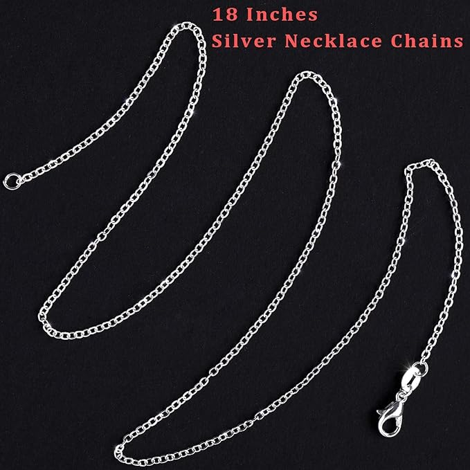 sannix 30 pack necklace chains, silver necklace chain bulk plated cable chain necklace for jewelry making, 18 inch