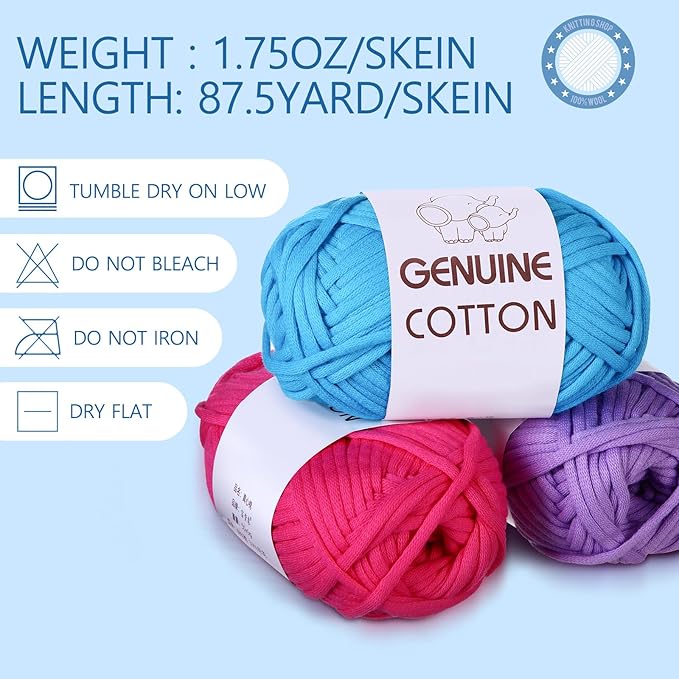 Timgle 18 Pack Beginners Crochet Yarn Cotton Yarn for Crocheting and Knitting with Easy to See Stitches Cotton Nylon Blend Yarn for Crochet Kit Making(Vivid Colors)