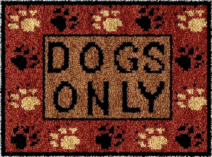Numptain Latch Hook Kits for Adults,DIY Rug Kits Carpet Embroidery Sofa Cushion Dogs Only Pattern Color Printed Canvas,Beginners Handmade Needlework Crafts Home Decoration,20.5"x15"