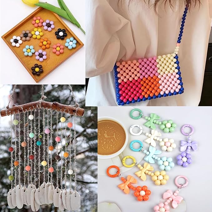 250Pcs 12mm Acrylic Round Beads for Jewelry Making, 28 Colors Rainbow Round Bead for Bracelets Making Kit Candy Color Plastic Bubble Gum Beads Pastel Loose Bead Bulk for DIY Necklace Phone Charm