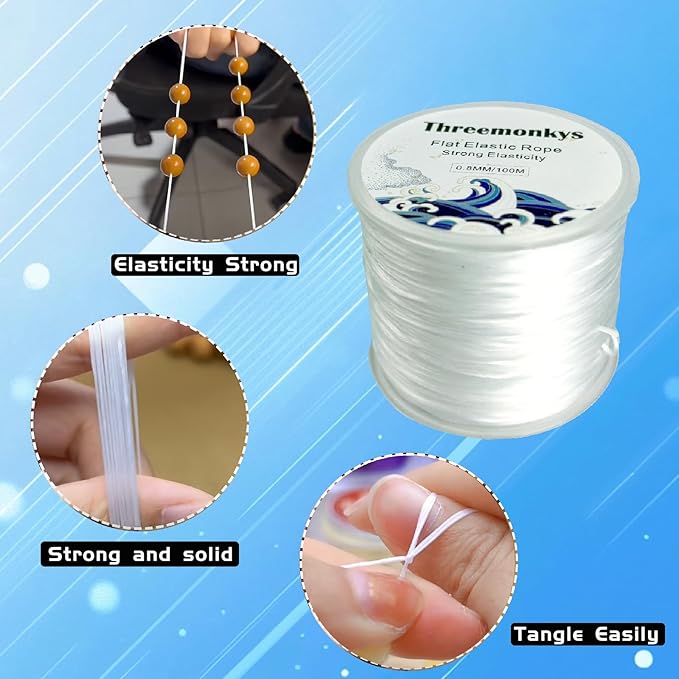 2PCS Flat Elastic line 0.8 mm Elastic Bracelet Rope Elastic Bead Rope for String Jewelry Production and Bracelet Production