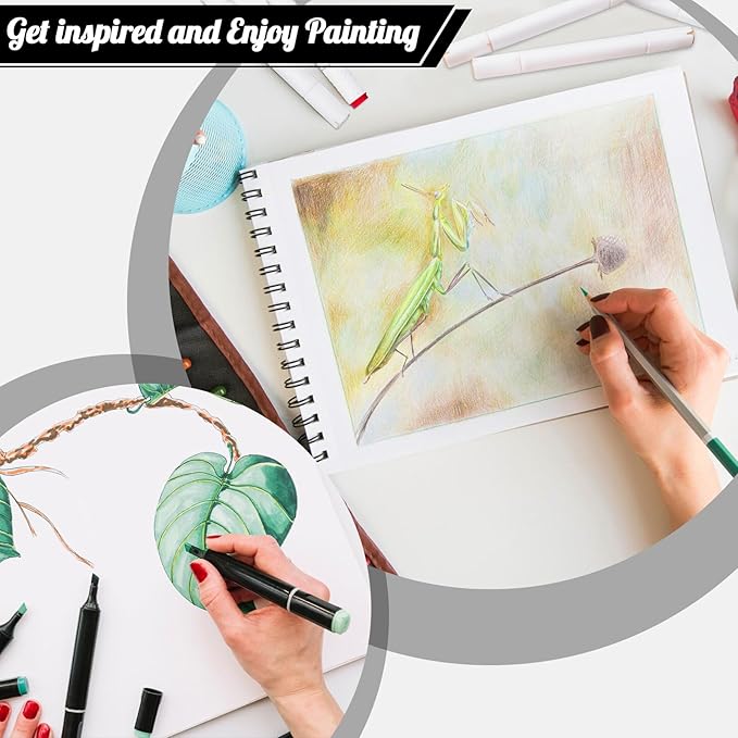 60 Sheets Marker Paper Pad, A4(8.3"x11.7") Alcohol Marker Paper Sketch Pad, 120lb/200gsm Heavyweight Spiral Sketch Book, Painting Coloring Drawing Paper for Beginners Artists