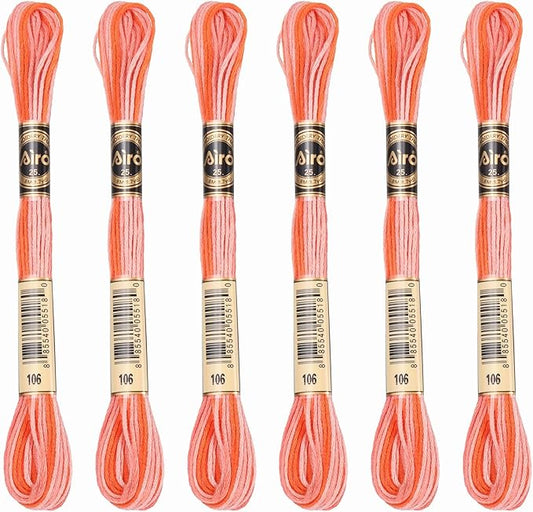 PATIKIL 6 Skeins Embroidery Floss, Polyester Embroidery Threads Bracelets String for Cross-Stitch Hand Embroidery, Orange Red