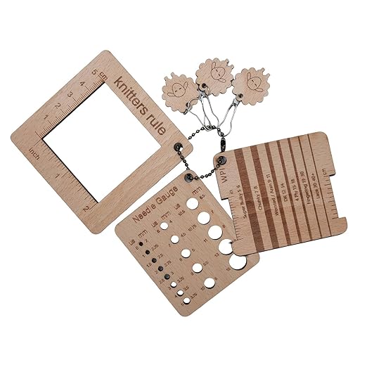 3 Pcs Wood Knitting Gauge Rulers with Lamb Marking Button, 3 Style Square Knitting Tool, Crochet Hook & Knitting Needle Gauge & Knitting Rule, Sewing Rulers for Art Sewing Knitting Crafts