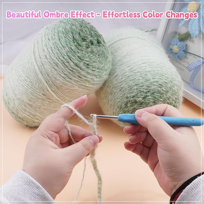 Weabetfu Gradient Cake Yarn for Crocheting & Knitting-Ombre Yarn Cake of 200g/7.05oz.-80% Acrylic,20% Nylon|Light Weight&Soft Crochet Yarns for Scarves,Blankets & Garments-08