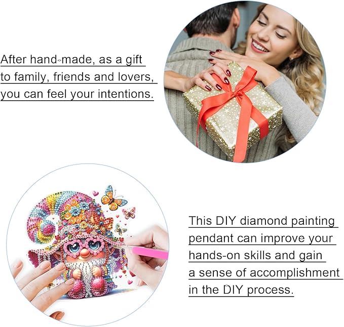 JISHSHAY 2 PCS Diamond Painting Pendant Gnome Diamond Art Wind Chimes Special Shaped Diamond Painting Diamond Art Dwarf Diamond Painting Hanging Diamond Art Window Clings for Window Wall Door Decor