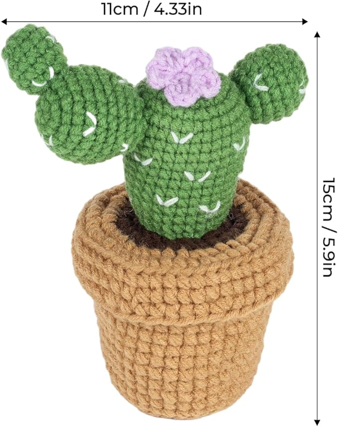 Finnacy Crochet Kit for Beginners Adults, Potted Cactus Plant Crochet Storage Box, All You Need in, Include Crochet Yarns, Hook, Step-by-Step Video, Instruction and Crochet Accessories