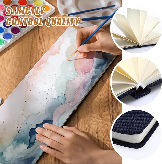 Mooliwe 6 Pcs Watercolor Sketchbook Journal Small Paper Watercolor Journal Bulk for Painting 300 GSM 140 LB Cotton Cold Press for Gifts(8.25" X 5.5",Classic Color)