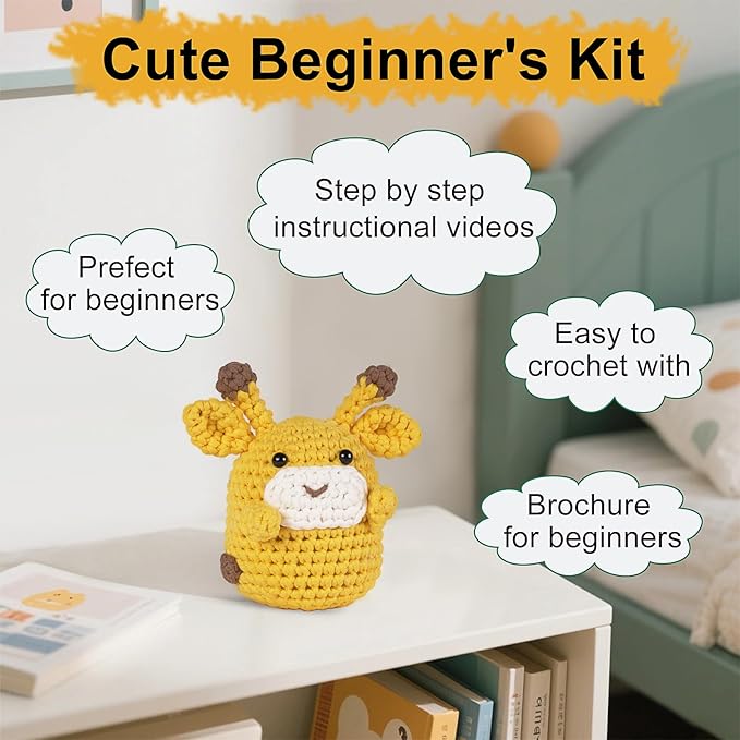 Utook Crochet Kit for Beginners，Crochet Starter Kits,Crochet Kits for Beginners Adults and Children, with Instructional Videos and Paper Tutorials, Handmade Crafts, Holiday Gifts (Giraffe)