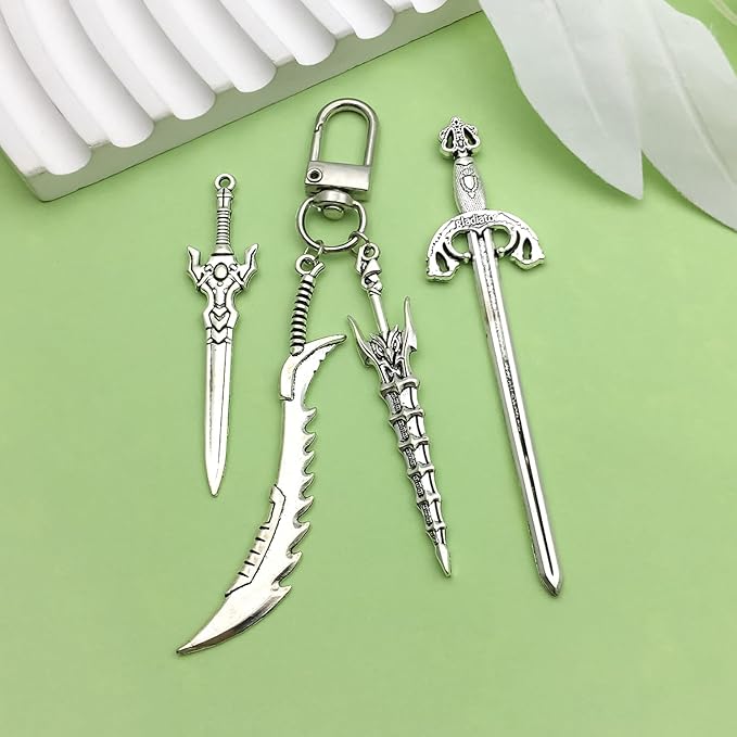 Sailanzi 40pcs antique silver sword bookmark set Pendant Jewelry Making DIY Keychain Earrings Pendant Various Design Charms for Jewelry Making Bracelets Necklace (SN791)