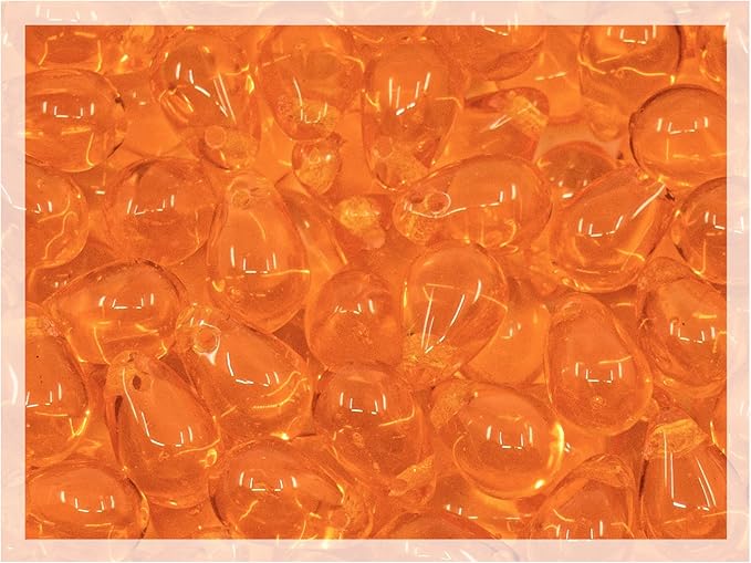 Czech 50-Piece Glass Beads, 6x9mm, Teardrop Transparent Orange