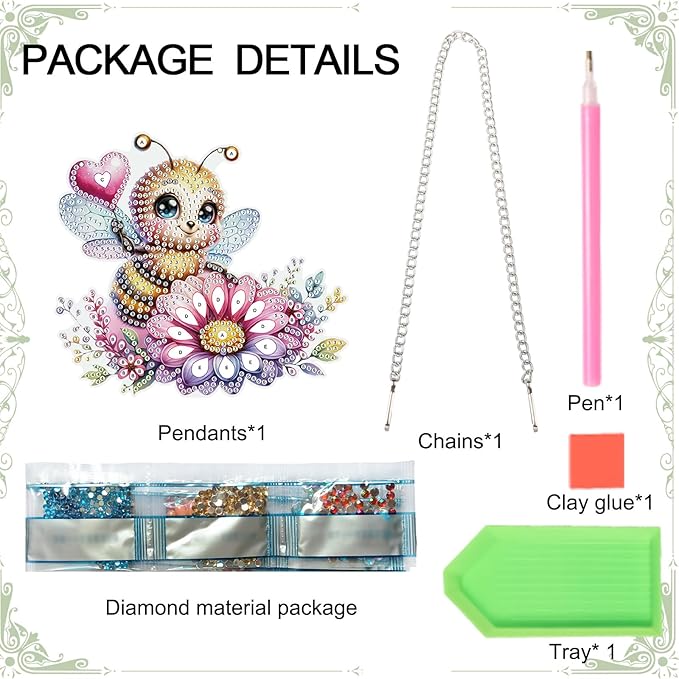 AiYuanzsh Diamond Art Hanging Kits for Adults, Bee Flower Special Shaped Crystal Diamond Painting Acrylic Ornament, DIY Window Suncatcher Pendant for Home Wall Decor Gift