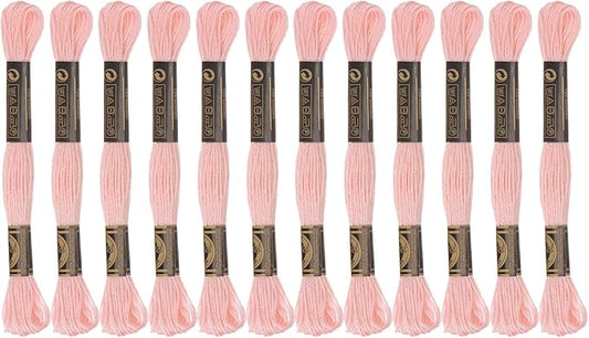 HARFINGTON 12 Skeins Embroidery Floss 8m Each Egyptian Long Fiber Cotton Cross Stitch Thread 26S/2x6 for Embroidery Projects Bracelet, Peach