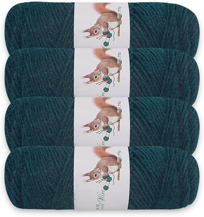 JAMIT Yarn for Crocheting, Soft Crochet Yarn Knitting Yarn for Hand Knitting & Knitting machine, Fluff Elastic Velvet Yarn for Crochet & Knitting & Craft Projects, 4 Skeins, 75g/Skein (Peacock Blue)