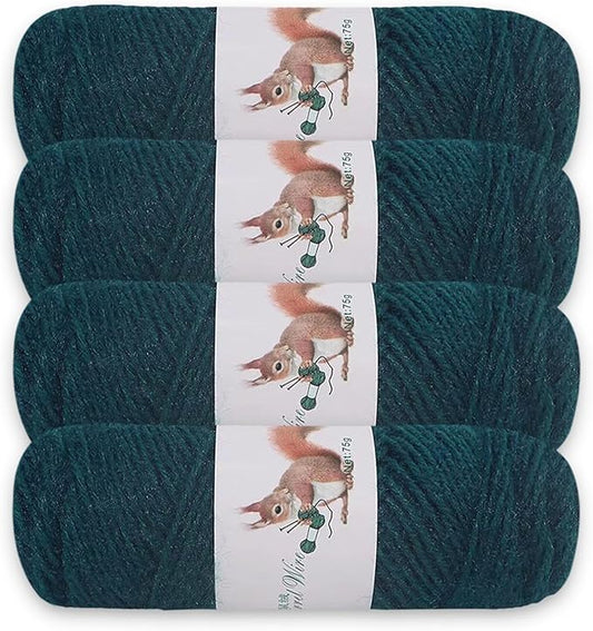 JAMIT Yarn for Crocheting, Soft Crochet Yarn Knitting Yarn for Hand Knitting & Knitting machine, Fluff Elastic Velvet Yarn for Crochet & Knitting & Craft Projects, 4 Skeins, 75g/Skein (Peacock Blue)