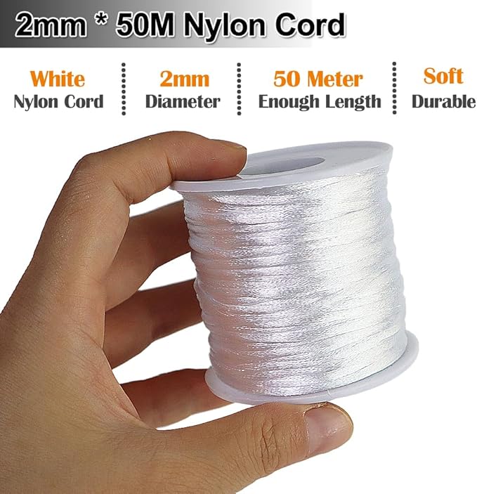Ewparts Breakaway Clasp with Lanyard String 30 Pairs Breakaway Clasps Beads Barrel Connectors for Lanyard with 50m 2mm Nylon Cord for Bracelets,Necklace,Jewellry Making Breakaway Clasp (White)