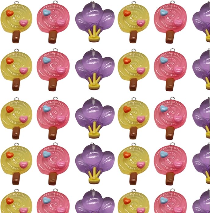 Resin Ice Cream Flower Dice Pendant Charms Colorful DIY Pendant Making Charm for Bracelet Necklace Earrings Keychain Craft