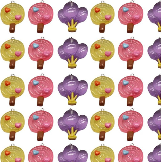 Resin Ice Cream Flower Dice Pendant Charms Colorful DIY Pendant Making Charm for Bracelet Necklace Earrings Keychain Craft