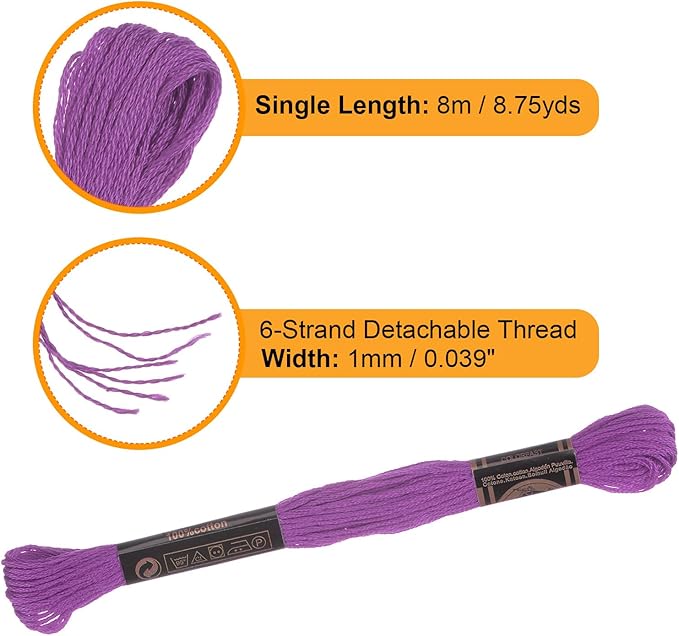 HARFINGTON 12 Skeins Embroidery Floss 8.75yds(8m) Egyptian Long-Staple Cotton Cross Stitch Thread for Sewing DIY Bracelet Yarn String and Crafts, Deep Pink(6033)