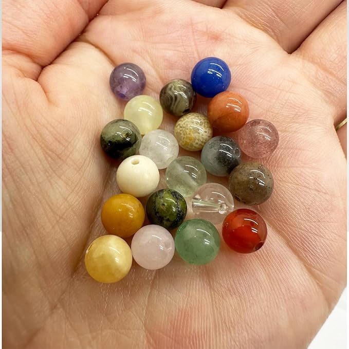 Yephac 960pcs 6mm Gemstone Beads for Jewelry Making, 400g Loose Beads Box Assorted (24 Colors-5,6mm)