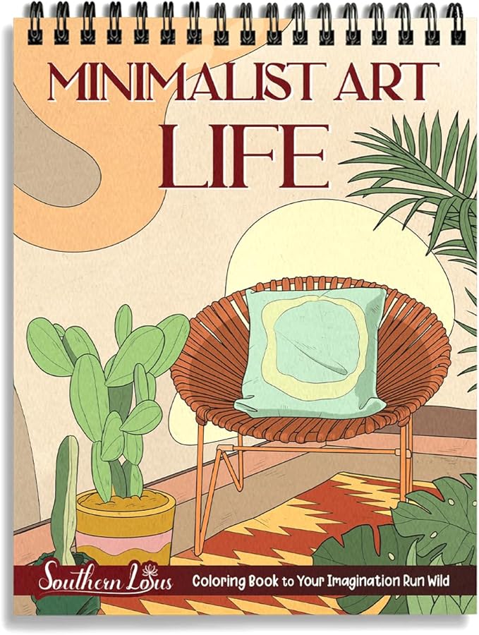 SOUTHERN LOTUS Minimalist Art Life Spiral Bound Adult Coloring Book, Explore Mindful with Abstract Patterns, Minimalism and Artistic Creativity